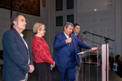 Maire du 13ème, accompagné de Nicolas Vial, invité d'honneur, de Marie Ricard, présidente du Cercle, et de Philippe Moine, adjoint à la culture